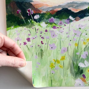 Wildflowers mountain print landscape painting mountain landscape wildflower painting impressionist painting mountain flowers image 5