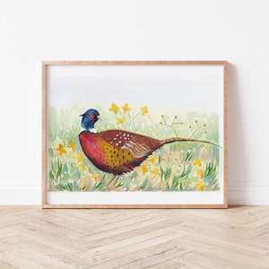 Pheasant painting pheasant art hunting art bird painting bird hunting pheasant hunting art for him wall art image 1