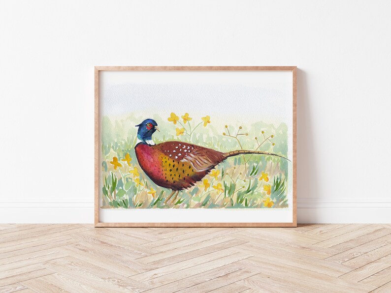 Pheasant painting pheasant art hunting art bird painting bird hunting pheasant hunting art for him wall art image 1