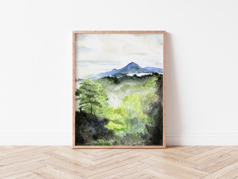 Mountain art Smoky Mountains watercolor painting print Mountains print Smoky Mountain art Mountains painting Blue Ridge Mountains image 2