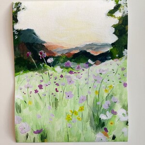 Wildflowers mountain print landscape painting mountain landscape wildflower painting impressionist painting mountain flowers image 4