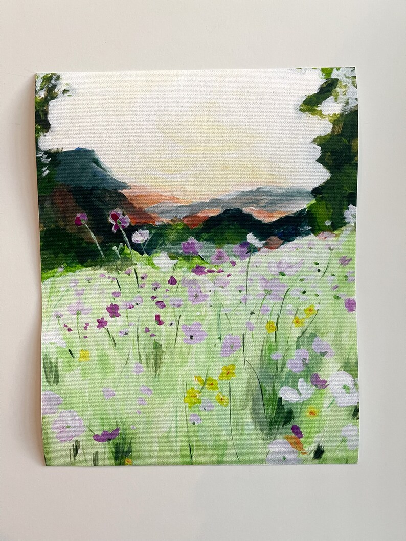 Wildflowers mountain print landscape painting mountain landscape wildflower painting impressionist painting mountain flowers image 4