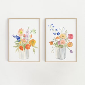 Set of 2 watercolor flower bouquet | flower bouquet print | Watercolor Painting | floral watercolor | Plant Decor | Floral print | wall art