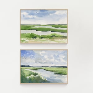 Set of 2 Landscape marsh painting | landscape print | charleston art | landscape art | abstract landscape art | marsh painting | lowcountry