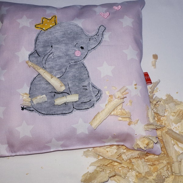 Zirbenkissen Kleiner Eli, Zirbenholzkissen zum entspannten Einschlafen,Kleiner Elefant,Elefantenbaby,Zirbenkissen,Babybett,Gesundes Schlafen