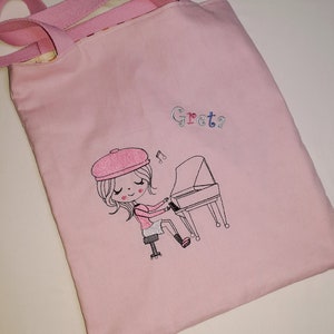 Notenheft-Tasche Notenbuch-Tasche Musik Tasche Pianospielerin Mädchen am Klavier Musikunterricht, Mädchen am Schlagzeug, Mädchen mit Violine