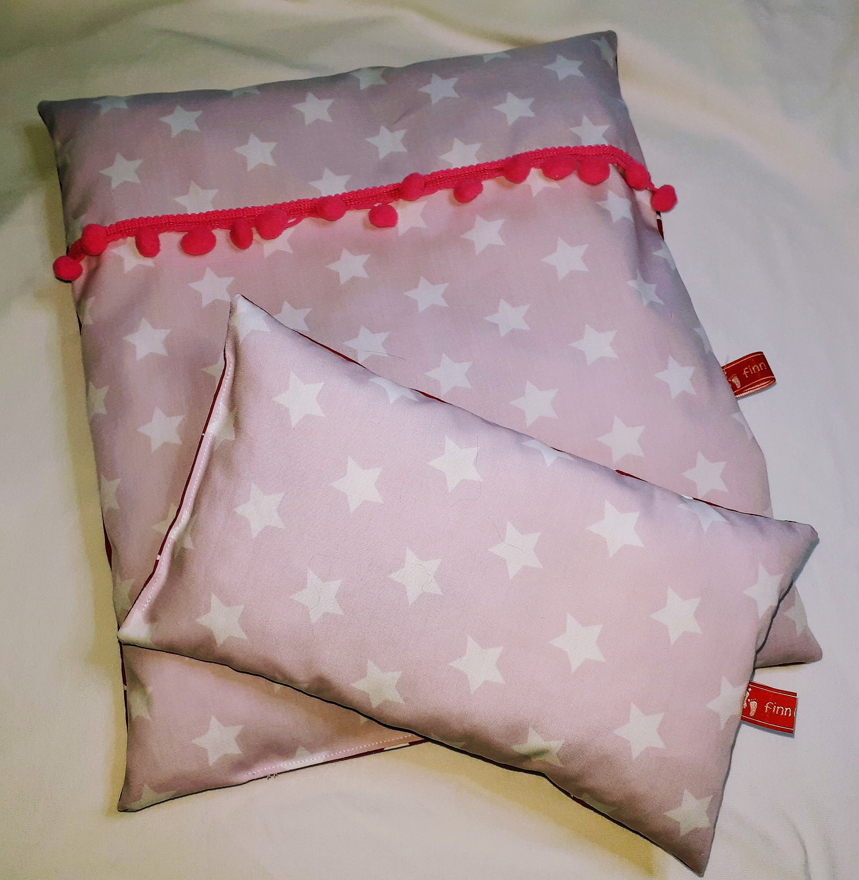 Doll car pillow doll bed pillow stars and border 2-pc.
