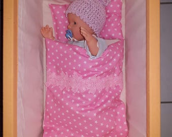 Doll&#39;s pram cushion set, doll&#39;s bed cushion, princess, 2-piece, doll&#39;s bed set, doll&#39;s pram set, lace trim