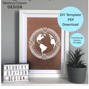 Mandala Earth Papercutting Template Digital Download