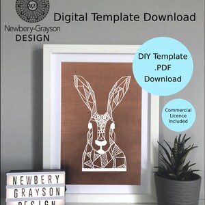 Hare - Rabbit Papercut Template - Etsy Hare - Rabbit Papercut Template - Etsy
