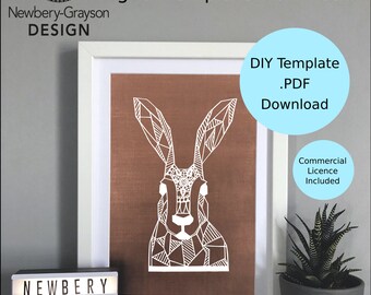 Hare - Rabbit Papercut Template - Etsy