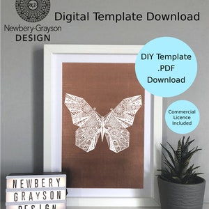 Mandala Butterfly Papercutting Template Digital Download