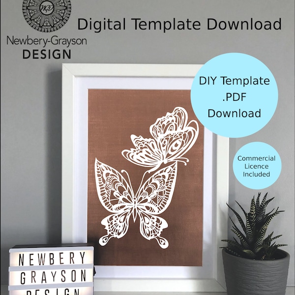 Butterflies papercutting template digital download