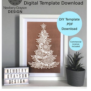 Mandala Christmas Tree Digital Papercutting Template bDigital Download