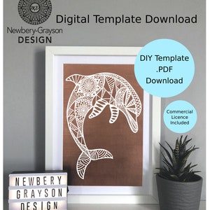Mandala Dolphin Papercutting Template Digital Download