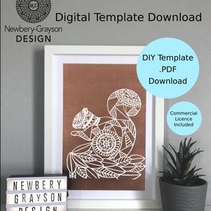 Mandala geometric squirrel Papercutting template Digital Download
