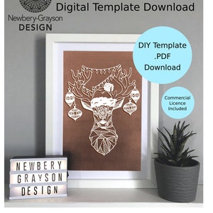Mandala Christmas Stag Digital Papercutting Template