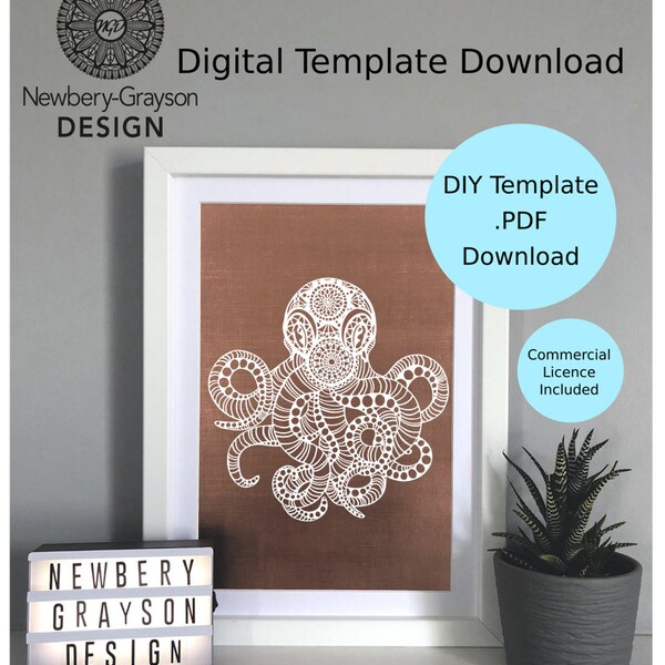 Mandala Octopus Papercutting Template Digital Download