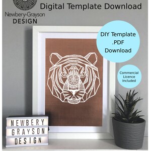 Mandala Geometric Tiger Papercutting Template Digital Download