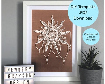 Mandala Sun papierknipkunst sjabloon digitale download