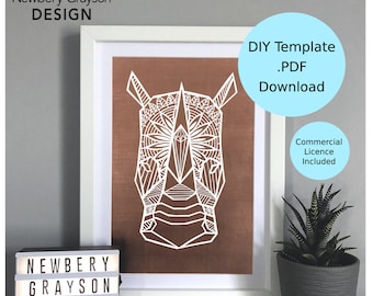 Mandala Rhino Tiger Papercutting Template Digital Download