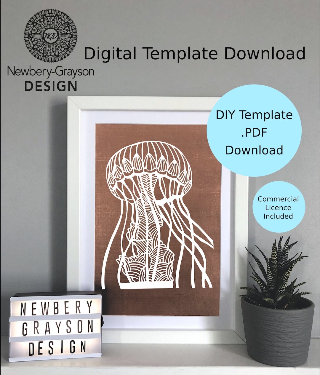 Jellyfish Papercutting Template Digital Download - Etsy