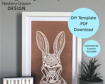 Rabbit-PaperCutting-ページ Hare - Rabbit Papercut Template - Etsy