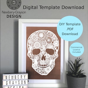 Mandala Skull Papercutting Template digital download