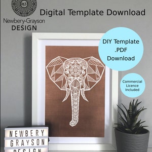 Mandala Geometric Elephant Papercutting template Digital Template
