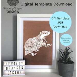 Mandala Badger Papercutting Template Digital Download