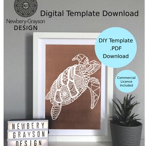 Mandala Sea Turtle Papercutting Template Digital Download