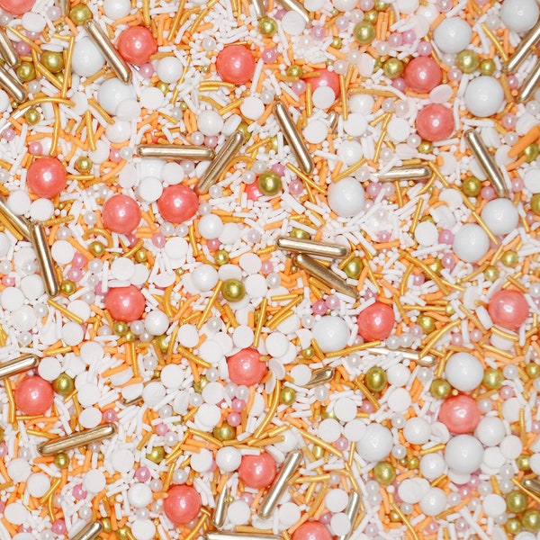 Rose Gold Sprinkles Blend, Peach Sprinkles, Rosé Champagne Sprinkles, Pastel Sprinkles, Edible Sprinkles, Fancy Sprinkles, Gold Sprinkles