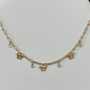 PULELEHUA | Butterfly & Cubic Zirconia | Choker Chain Necklace | 14k Gold Filled (Anti-Tarnish)