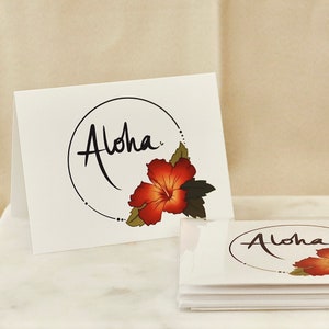 Aloha Hibiscus (Saudação/Amor) | Cartão de Nota Única | Em Branco por Dentro