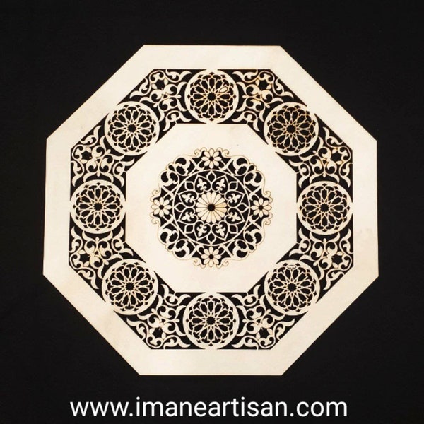 O-010 / Marokkaanse Arabesque Octagon / Carved Wood / Laser Cut Wood / geometrisch Ontwerp / Tafel decor / muur decor / plafond decor / Zowaqa