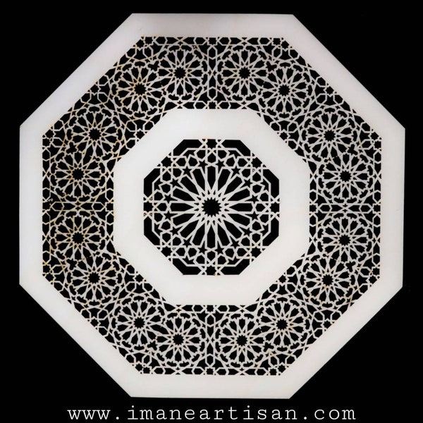 O-001/ Moroccan Arabesque Octagon / Carved Wood / Laser Cut Wood / geometric Design/ Table decor / wall decor / ceiling decor / Zowaqa