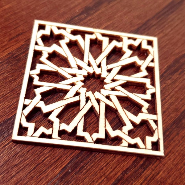 Accessoires Arabesque carré Laser Cut Wood Design Marocain Arabsque