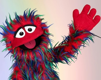 Ez Pz Pro Monster - Hand and Rod Puppet / Hand Puppet - Speciality Red, Blue, and Green Fur