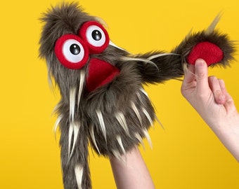 Meep Monster Puppet - Mini Live-Hand - Brown and tan fur