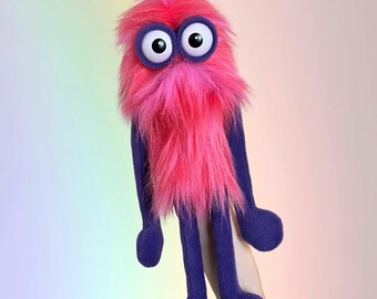 Pink Meep Monster Hand and Rod Puppet - Full Body Puppet