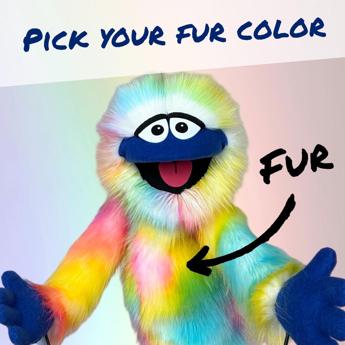Fuzzbrain Puppet CUSTOM Hand and Rod Puppet - Ez Pz Pro Monster - 1 Fur + 1 Fleece - Etsy