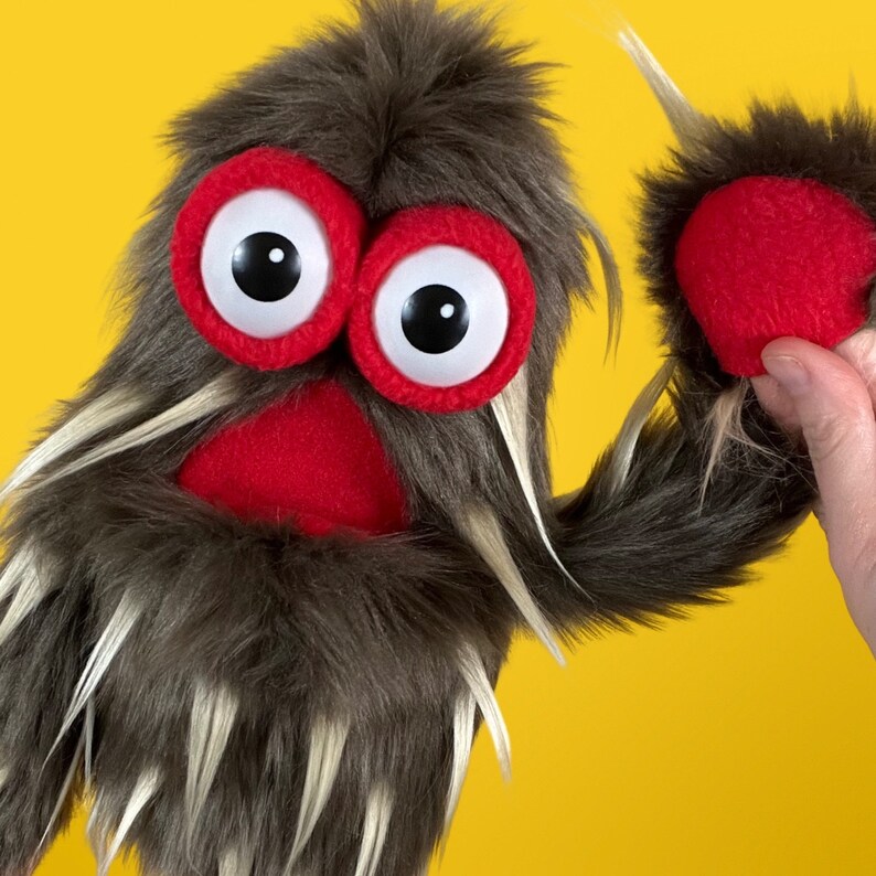 Meep Monster Puppet Mini Livehand Brown and Tan Fur Etsy