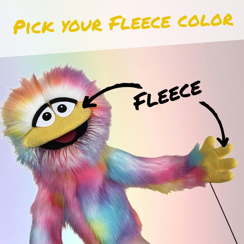 Fuzzbrain Puppet CUSTOM Hand and Rod Puppet - Ez Pz Pro Monster - 1 Fur + 1 Fleece - Etsy