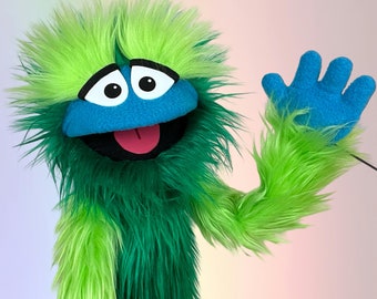 Ez Pz Pro Monster - Hand and Rod Puppet / Hand Puppet - Dark Green and Neon Green