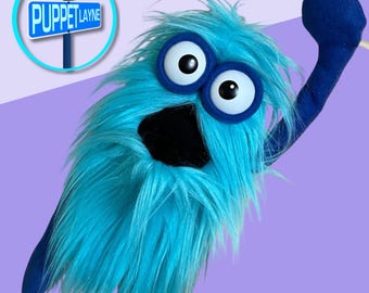 Blue Teal Fur Monster Meep! - Hand / Hand and Rod Options - Made-to-Order