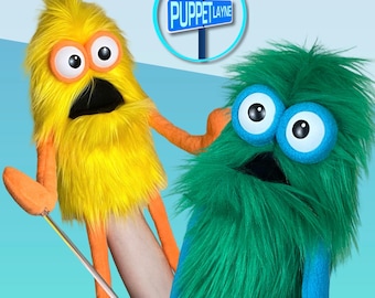 Custom Meep Monster Puppet: Hand and Rod - Pick Your Fur and Fleece!