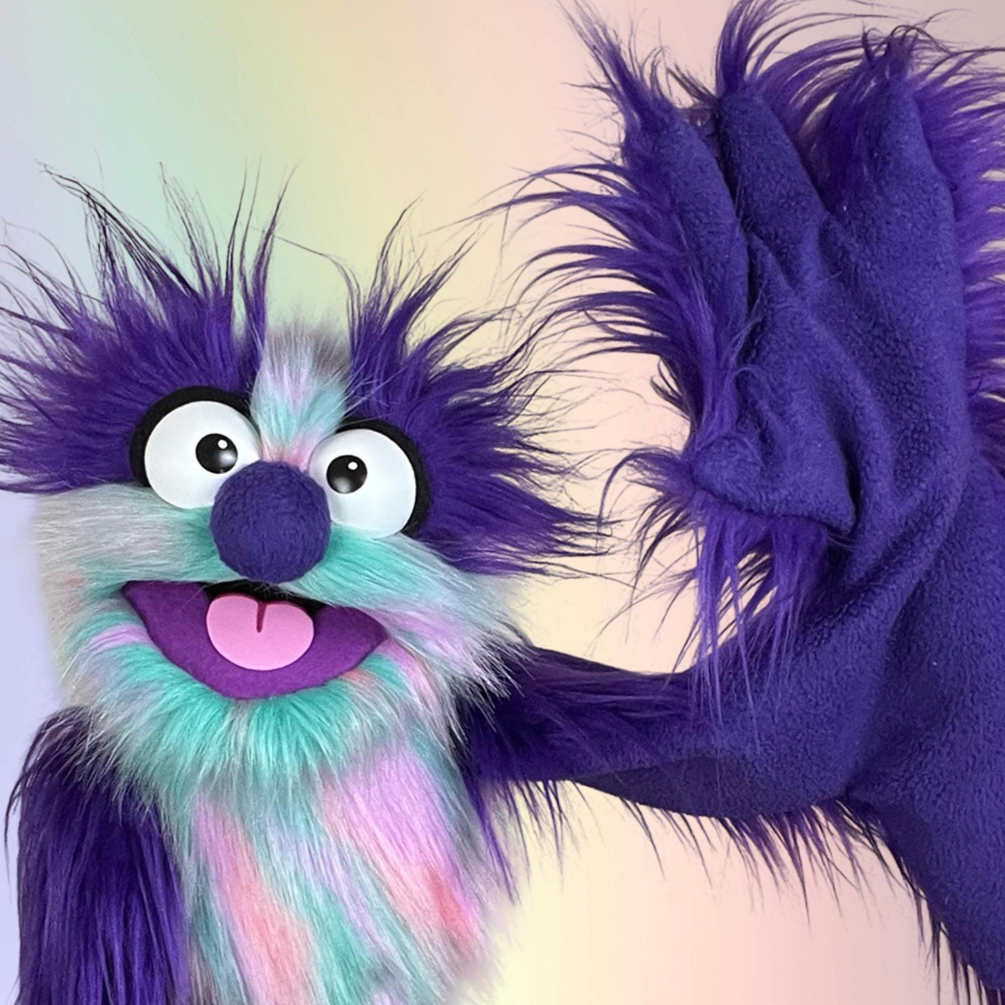 MUSHROOMMATESTOOL COLOR Y.RAINBOW×PURPLE Professional Live-hand Puppet - Rainbow Sherbet and Purple Fur