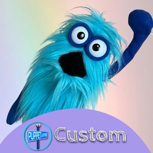 Blue Teal Fur Monster Meep! - Hand / Hand and Rod Options - Made-to-Order