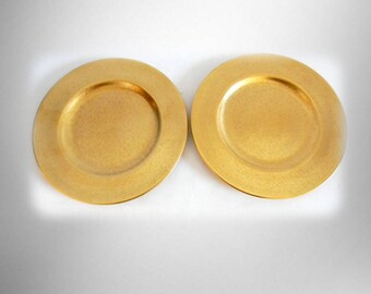 Pair of Pickard gold dinner plates - marked