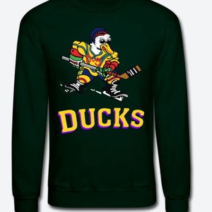 CUSTOMIZABLE - Mighty Ducks Jersey Crewneck Sweatshirt Design - Forest Green Shirt with Gold Print - Custom Text on back